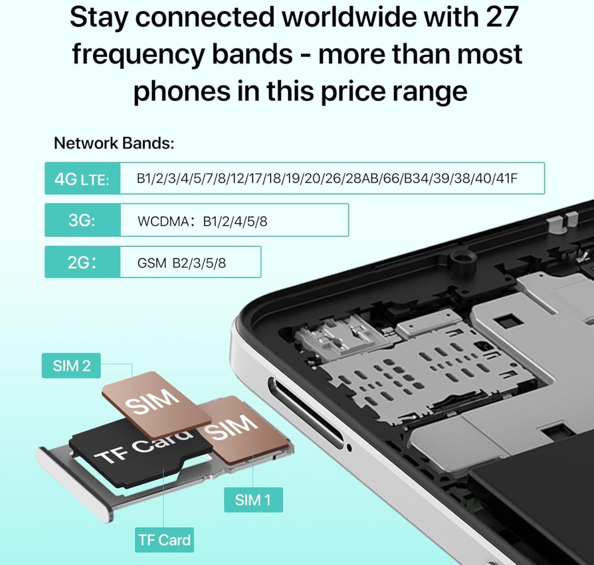 ⁦يوميدجي جوال G100A غير مقفل بشاشة 6.9 انش HD+ 120Hz اندرويد 14، بطارية 6000mAh، 8+128GB/1TB TF، يونيسوك T615، كاميرا 13MP، جوال ثنائي شرائح الاتصال 4G، معرف الوجه/بصمة الاصبع، نظام تحديد المواقع⁩ - الصورة ⁦4⁩