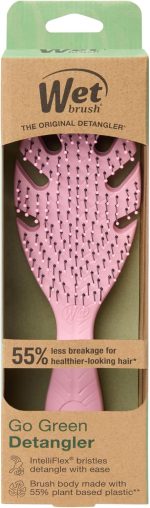 ⁦ويت براش فرشاة فك تشابك الشعر من جو جرين، بينك - فرشاة لفك تشابك الشعر - شعيرات انتيلي فليكس فائقة النعومة تنزلق عبر التشابك وتفك العقد بلطف مع تقليل الالم وتقصف الأطراف والتقصف⁩ - الصورة ⁦11⁩