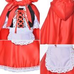 ⁦زي تنكري بقلنسوة ليتل ريد رايدنج للبنات، زي هالوين للاطفال، زي تنكري للكريسماس مع سلة يقطين، شخصيات كتاب، حقيبة طوق للرأس (8-9 9-10 11-12 سنة) فستان صيفي برقبة للبنات⁩ - الصورة ⁦4⁩