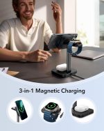 ⁦ESR شاحن كيو اي 2 3 في 1 ماج سيف مع كريو بوست، [معتمد] شاحن ساعة ابل، قاعدة شحن لاسلكية لتبريد الهاتف، ايفون 17/16/15/14/13/12 سلسلة ايربودز وساعة ابل، اسود⁩ - الصورة ⁦7⁩