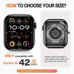 ⁦جوتون جراب مقاوم للماء لساعة ابل سلسلة 10 مقاس 42 ملم، غطاء حماية من الزجاج المقوى الصلب من البولي كربونات متوافق مع ملحقات اي ووتش 42 ملم، شفاف⁩ - الصورة ⁦2⁩