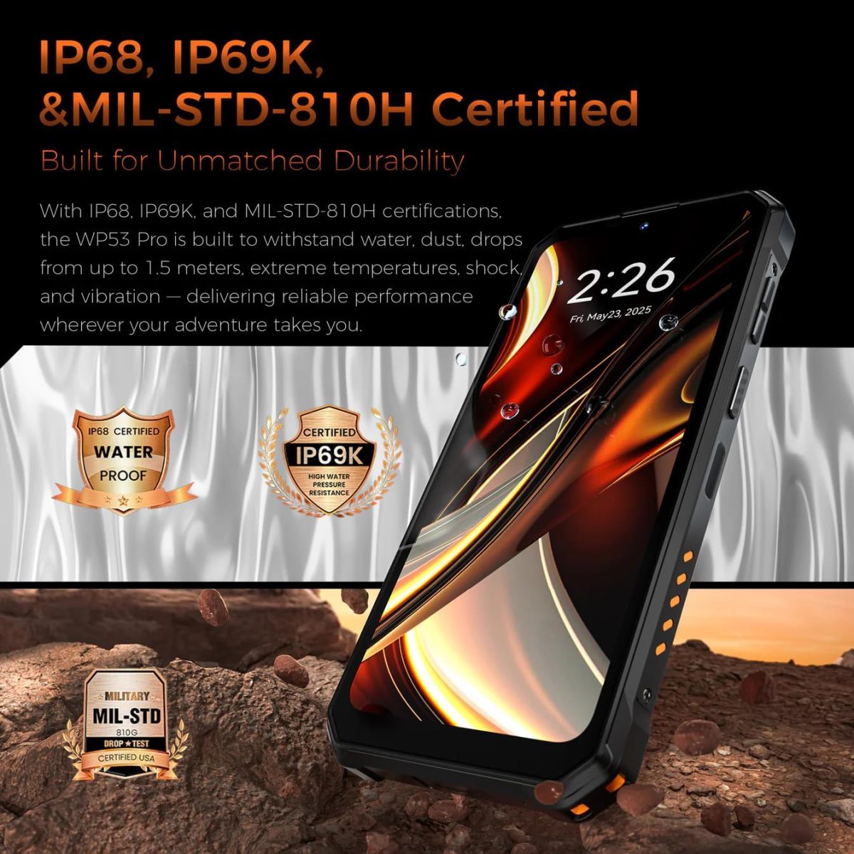 ⁦جوال WP53 برو 5G متين بشاشة 6.52 انش FHD+ وبطارية كبيرة 11000mAh وكاميرا 50MP ونظام اندرويد 15 من اوكيتيل (8GB+512GB NFC)⁩ - الصورة ⁦6⁩