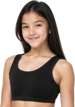 ⁦ديشيكا حمالة صدر رياضية للبنات، حمالة صدر قطنية غير مبطنة للمبتدئين، حمالات صدر للمراهقين بدون اسلاك لصالة الالعاب الرياضية والتمرين واليوغا سهلة الارتداء مزدوجة الطبقات بتغطية كاملة - عبوة من 4 قطع⁩ - الصورة ⁦5⁩