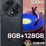 يوميدجي جوال G100A غير مقفل بشاشة 6.9 انش HD+ 120Hz اندرويد 14، بطارية 6000mAh، 8+128GB/1TB TF، يونيسوك T615، كاميرا 13MP، جوال ثنائي شرائح الاتصال 4G، معرف الوجه/بصمة الاصبع، نظام تحديد المواقع