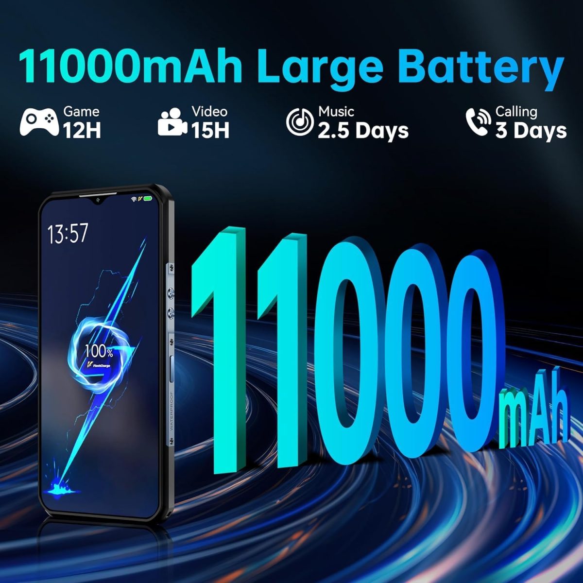 ⁦هاتف ذكي WP35 5G متين 11000mAh 24GB+256GB اندرويد 14 64 ميجابكسل ان اف سي⁩ - الصورة ⁦4⁩