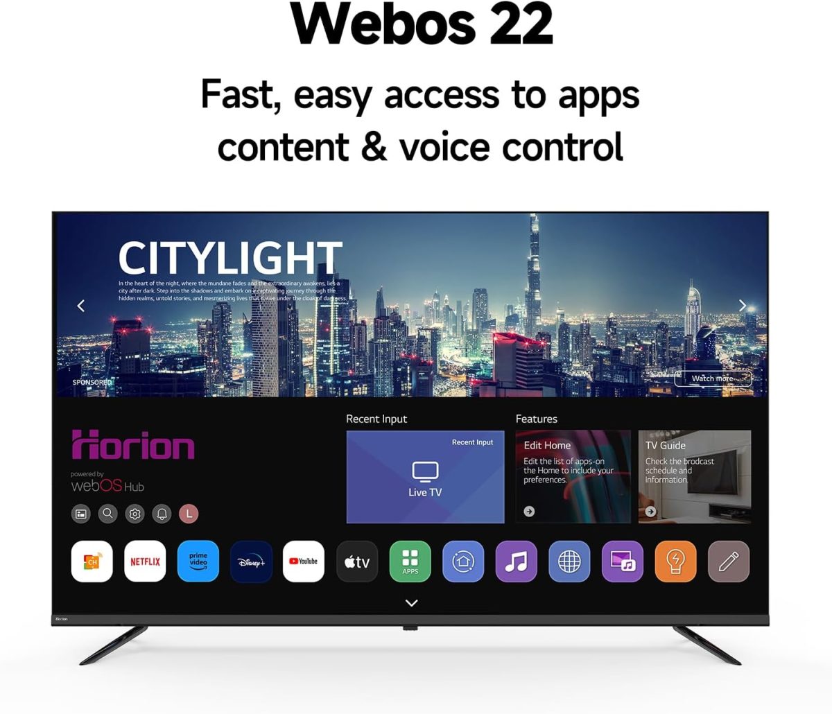 ⁦تلفزيون ذكي 43 بوصة من هوريون، تلفزيون 4K UHD LED مع ويب او اس 22، تلفزيون رفيع للغاية مع تباين كبير، HDR10، صوت دولبي، بث مباشر، بلوتوث، اتش دي ام اي، واي فاي (سلسلة بي 6D، 2025)⁩ - الصورة ⁦3⁩
