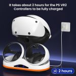 ⁦قاعدة شحن لجهاز بلاي ستيشن VR2 مع اضاءة RGB، قاعدة شحن عمودية، تدعم ملحقات عرض سماعات PSVR2 لبلاي ستيشن VR2، مع 4 محولات مغناطيسية من النوع C لوحدة التحكم سينس⁩ - الصورة ⁦3⁩