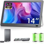 ديسوبري تلفزيون محمول جديد 14.2 بوصة صغير 1080P مع بطارية وموالف DVB-T2، مدخل USB HDMI ايه في، تلفزيون سيارة محمول للتخييم والمنزل المتنقل والمطبخ