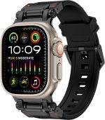 ⁦دادو سوار رياضي مطاطي متوافق مع ساعة ابل سلسلة الترا 2 | 9 | 8 الترا | 8 | 7 | 6 | 5 49/45/44/42 ملم، سوار مطاطي فاخر مع موصل معدني⁩ - الصورة ⁦2⁩