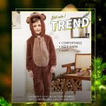 ⁦بيجامة من قطعة واحدة بتصميم دب بني من الفلانيل بمقاس محكم للاطفال الاولاد والبنات⁩ - الصورة ⁦2⁩