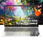 لابتوب بشاشة لمس HD مقاس 15.6 انش ومعالج AMD رايزن 5 7520U (افضل من انتل i7-1165G7) وذاكرة RAM 16GB وSSD 512GB وواي فاي 6 وويندوز 11 ومايكروسوفت كوبايلوت لطلاب المدارس والجامعات
