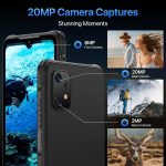 ⁦يوميدجي جوال بيسون X20 اندرويد 13 متين مقاوم للماء IP68/IP69K 6000mAh 12 (6+6) + 128GB/TF 1TB قابل للتوسيع وشاشة 6.55 انش NFC AGPS و4G ثنائي شرائح الاتصال⁩ - الصورة ⁦4⁩