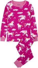 طقم بيجاما مطبوع باكمام طويلة من القطن العضوي للبنات