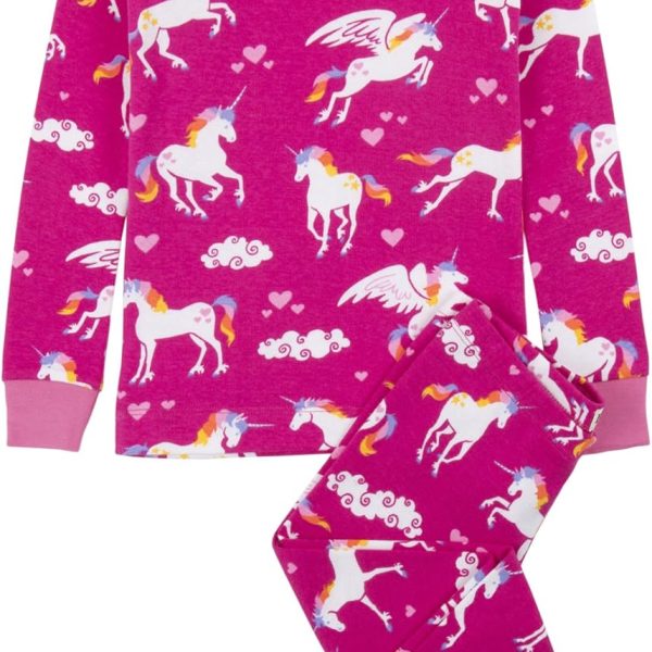 طقم بيجاما مطبوع باكمام طويلة من القطن العضوي للبنات