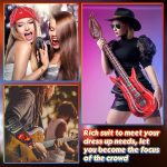 ⁦طقم زي تنكري من 6 قطع، اكسسوارات زي بانك للاولاد والبنات والكبار، سوار ووشاح للرأس واكمام واقية وقفازات ونظارات وفستان فاخر، ازياء روك ستار للنساء من روك اند رول⁩ - الصورة ⁦3⁩