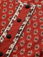 ⁦كورتا اناركالي من القطن بطبعة زهور للنساء, كستنائي⁩ - الصورة ⁦6⁩