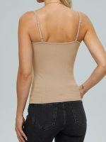 ⁦توب كات للنساء 2025 برف مدمج، حمالة صدر بحمالات رفيعة ورقبة على شكل حرف U وقصة ضيقة مضلعة بدون اكمام⁩ - الصورة ⁦2⁩