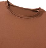 ⁦بلوزة قصيرة للنساء بقصة ضيقة كاجوال بلون سادة ورقبة دائرية ضيقة واكمام طويلة⁩ - الصورة ⁦4⁩