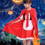 ⁦زي تنكري بقلنسوة ليتل ريد رايدنج للبنات، زي هالوين للاطفال، زي تنكري للكريسماس مع سلة يقطين، شخصيات كتاب، حقيبة طوق للرأس (8-9 9-10 11-12 سنة) فستان صيفي برقبة للبنات⁩ - الصورة ⁦5⁩