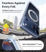 ⁦توراس حامل قابل للدوران 360 درجة لموبايل ايفون 17 برو ماكس، متوافق مع ماج سيف، حماية من الدرجة العسكرية، قبضة مريحة رفيعة، تحكم في الكاميرا، اوستاند O3 فيتنس 6.9 انش، شفاف⁩ - الصورة ⁦7⁩