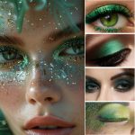 ⁦باليت ظلال عيون خضراء من جراجرا، 9 الوان لامعة، ظلال عيون لامعة وغير لامعة، مكياج ظلال عيون عالي الاصطباغ، باليت مكياج ظلال عيون بلون بارد مقاوم للماء⁩ - الصورة ⁦2⁩