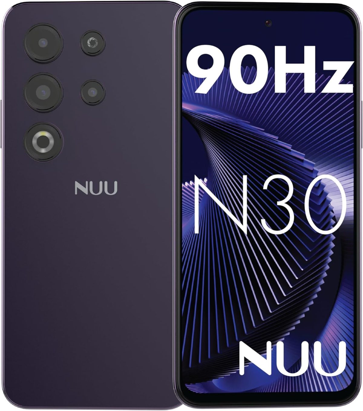 نو جوال N30 مفتوح لتي-موبايل، مينت، ميترو، كيولينك، تيلو 6GB/128GB، ثنائي شرائح الاتصال 4G، ثماني النواة 6.7 انش 90Hz HD+، اي تطبيق ابوي، جوالات اندرويد غير مقفلة، ارجواني، ضمان امريكي لمدة عام