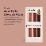 ⁦كيتش اداة تجعيد الشعر جامبو بدون حرارة - قضبان مرنة مغطاة بالساتان للشعر الطويل والقصير | تجعيد الشعر للنوم | بدون تجعيد حراري لجميع انواع الشعر، خشب الورد⁩ - الصورة ⁦5⁩