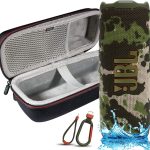 JBL مكبر صوت بلوتوث محمول فليب 7، مقاوم للماء والغبار والغبار والسقوط، نظام دفع قفل، تعزيز صوت الذكاء الاصطناعي، بطارية 16 ساعة، حافظة حماية صلبة ميجين (مموه)