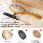 ⁦فرشاة فك تشابك الشعر، فرشاة رطبة وجافة للشعر الكثيف والمجعد مع مجداف هواء وشعيرات من الستانلس ستيل، مشط فرشاة لتدليك الراس / تحفيز فروة الراس / نمو الشعر / العناية اليومية بالشعر (بيضاوي)⁩ - الصورة ⁦3⁩