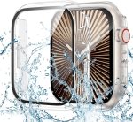 جوتون جراب مقاوم للماء لساعة ابل سلسلة 10 مقاس 42 ملم، غطاء حماية من الزجاج المقوى الصلب من البولي كربونات متوافق مع ملحقات اي ووتش 42 ملم، شفاف