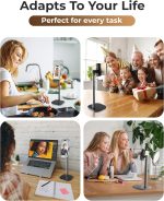 ⁦كوبر حامل هاتف محمول قابل للتعديل للمكتب، حامل موبايل للمكتب، حامل موبايل لموبايل ابل ايفون، يناسب هواتف سامسونج الذكية التي تعمل بنظام اندرويد - اسود ليلي⁩ - الصورة ⁦5⁩