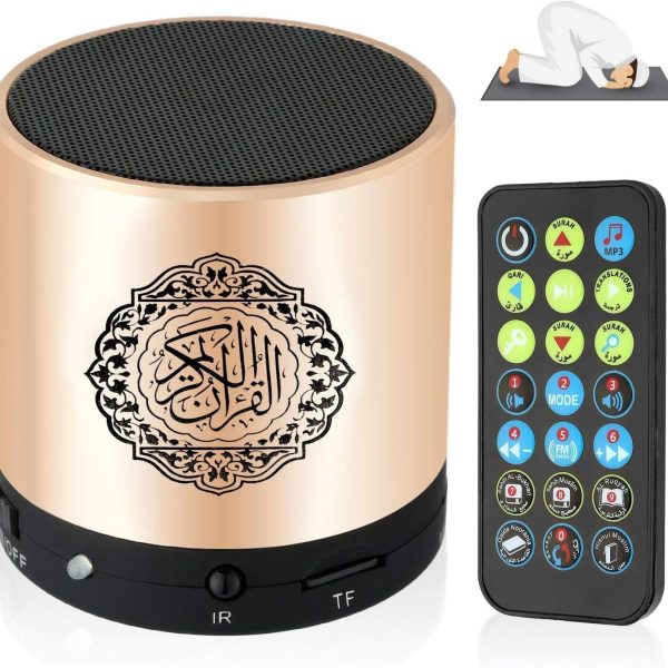 سيرويكو مكبر صوت بجهاز تحكم عن بعد، مكبر صوت محمول للقرآن الكريم، مشغل MP3 بمذاكرة 8 جيجابايت TF FM مكبر صوت مترجم القرآن الكريم القابل للشحن بمنفذ USB
