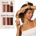 كيتش اداة تجعيد الشعر جامبو بدون حرارة - قضبان مرنة مغطاة بالساتان للشعر الطويل والقصير | تجعيد الشعر للنوم | بدون تجعيد حراري لجميع انواع الشعر، خشب الورد