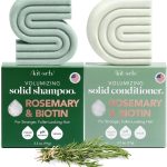 كيتش مجموعة شامبو وبلسم من روزماري اند بيوتين للشعر الخفيف - قطعتان من لوح شامبو كثيف وبلسم لنمو الشعر للرجال والنساء، مجموعة تكثيف الشعر وإعادة نموه، خالية من البارابين