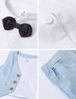 ⁦طقم بدلة جنتلمان للاولاد البيبي قميص باكمام طويلة مع ربطة عنق + صدرية + سروال، المقاس: 1-4 سنوات⁩ - الصورة ⁦5⁩