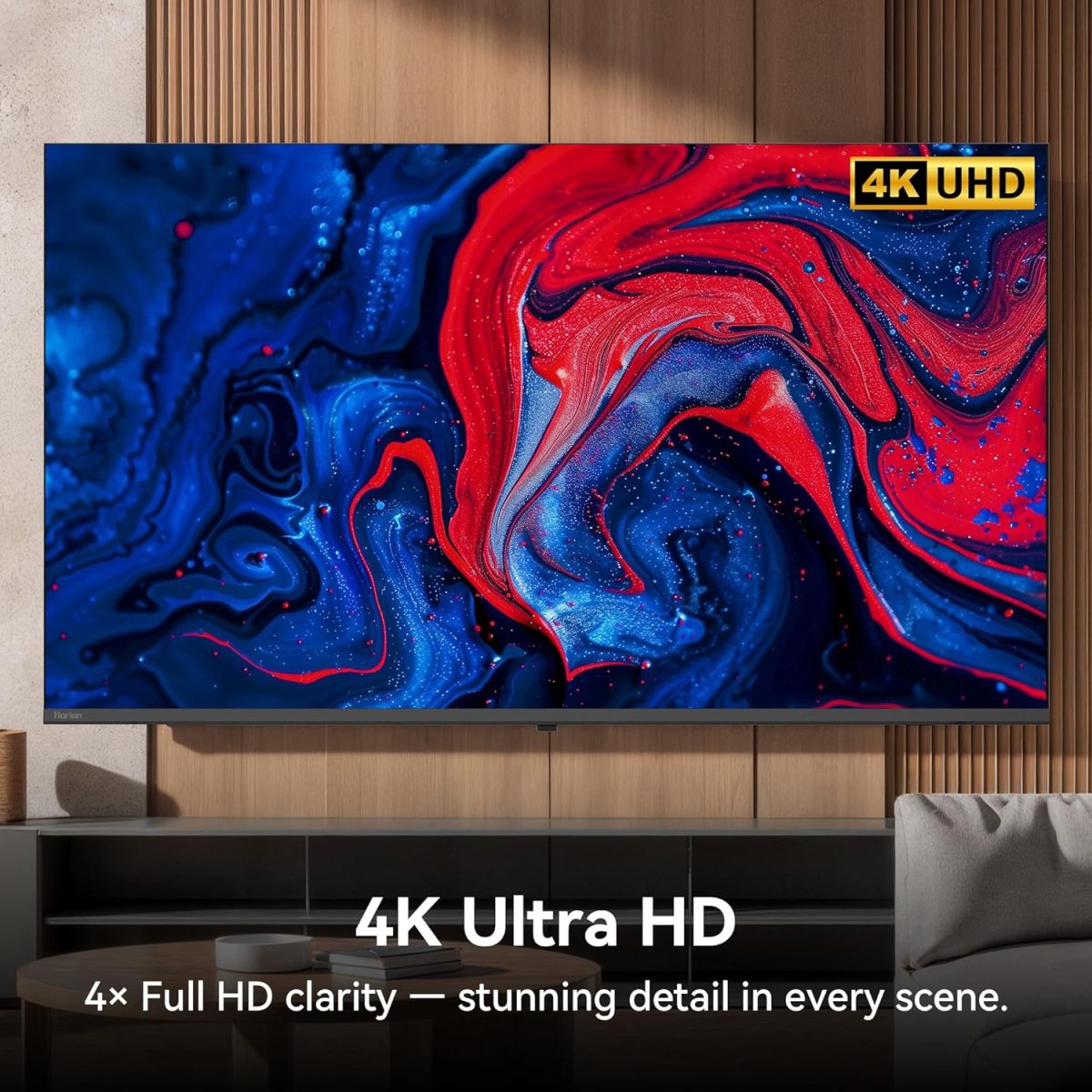 ⁦تلفزيون ذكي 43 بوصة من هوريون، تلفزيون 4K UHD LED مع ويب او اس 22، تلفزيون رفيع للغاية مع تباين كبير، HDR10، صوت دولبي، بث مباشر، بلوتوث، اتش دي ام اي، واي فاي (سلسلة بي 6D، 2025)⁩ - الصورة ⁦4⁩