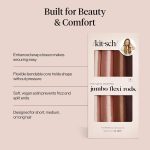 ⁦كيتش اداة تجعيد الشعر جامبو بدون حرارة - قضبان مرنة مغطاة بالساتان للشعر الطويل والقصير | تجعيد الشعر للنوم | بدون تجعيد حراري لجميع انواع الشعر، خشب الورد⁩ - الصورة ⁦6⁩