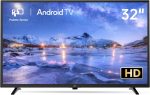 تلفزيون ذكي بشاشة مسطحة HD 720p مقاس 32 بوصة من اف بي دي مع جوجل بلاي، تلفزيون LED صغير لغرفة المعيشة، جوجل كاست مدمج، بث مباشر اندرويد مع واي فاي، بلوتوث (موديل 2025)