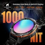 ⁦كوسبيت ساعة ذكية T3 الترا 2 بنظام تحديد المواقع، هيكل من الستانلس ستيل، مقاومة للماء حتى 5 ايه تي ام، بطارية تدوم اكثر من 50 يوم، مكالمات بلوتوث، ساعة لياقة بدنية مع 170 وضع رياضي، مراقبة الصحة 24/7،⁩ - الصورة ⁦8⁩