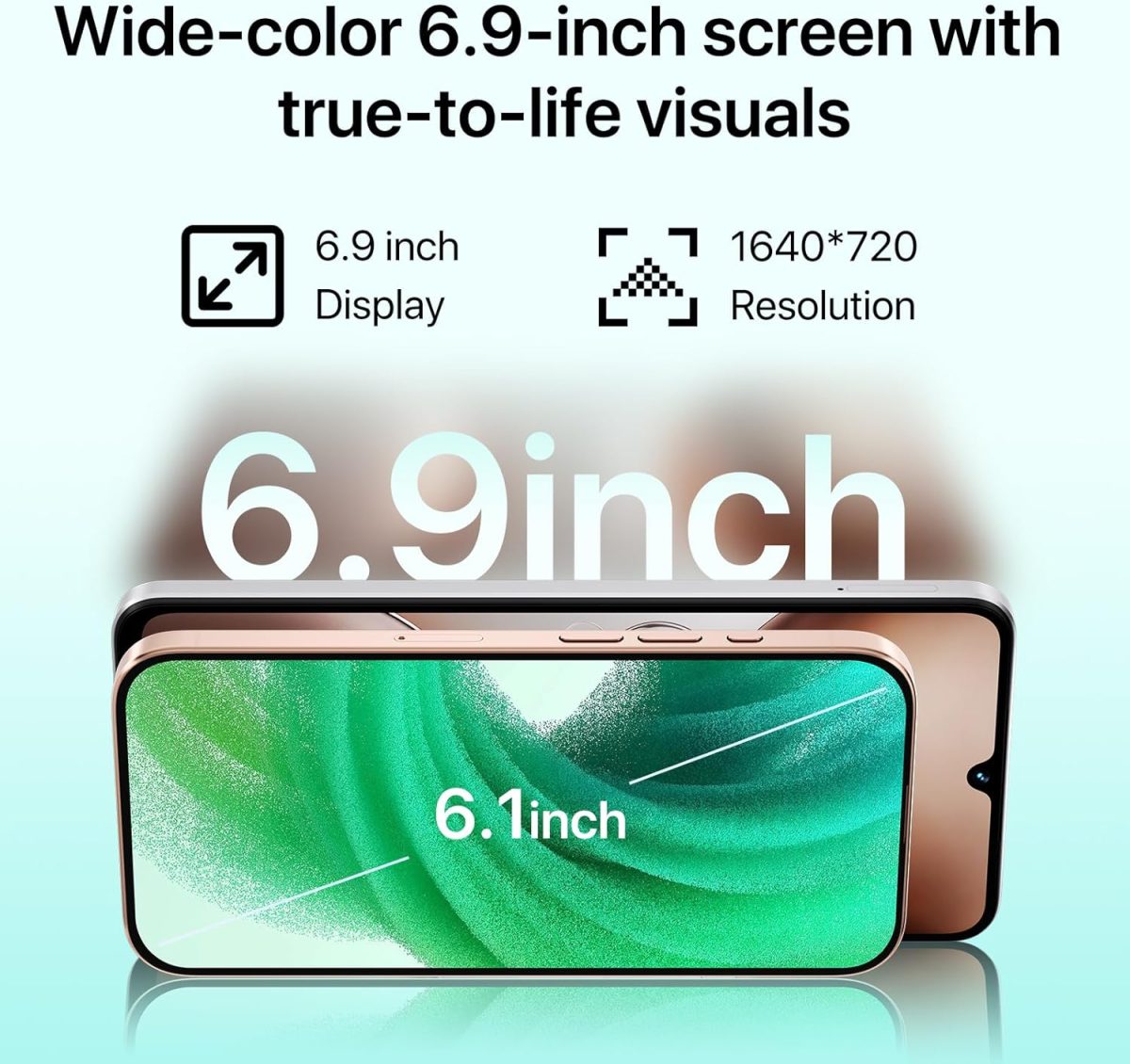⁦يوميدجي جوال G100A غير مقفل بشاشة 6.9 انش HD+ 120Hz اندرويد 14، بطارية 6000mAh، 8+128GB/1TB TF، يونيسوك T615، كاميرا 13MP، جوال ثنائي شرائح الاتصال 4G، معرف الوجه/بصمة الاصبع، نظام تحديد المواقع⁩ - الصورة ⁦5⁩