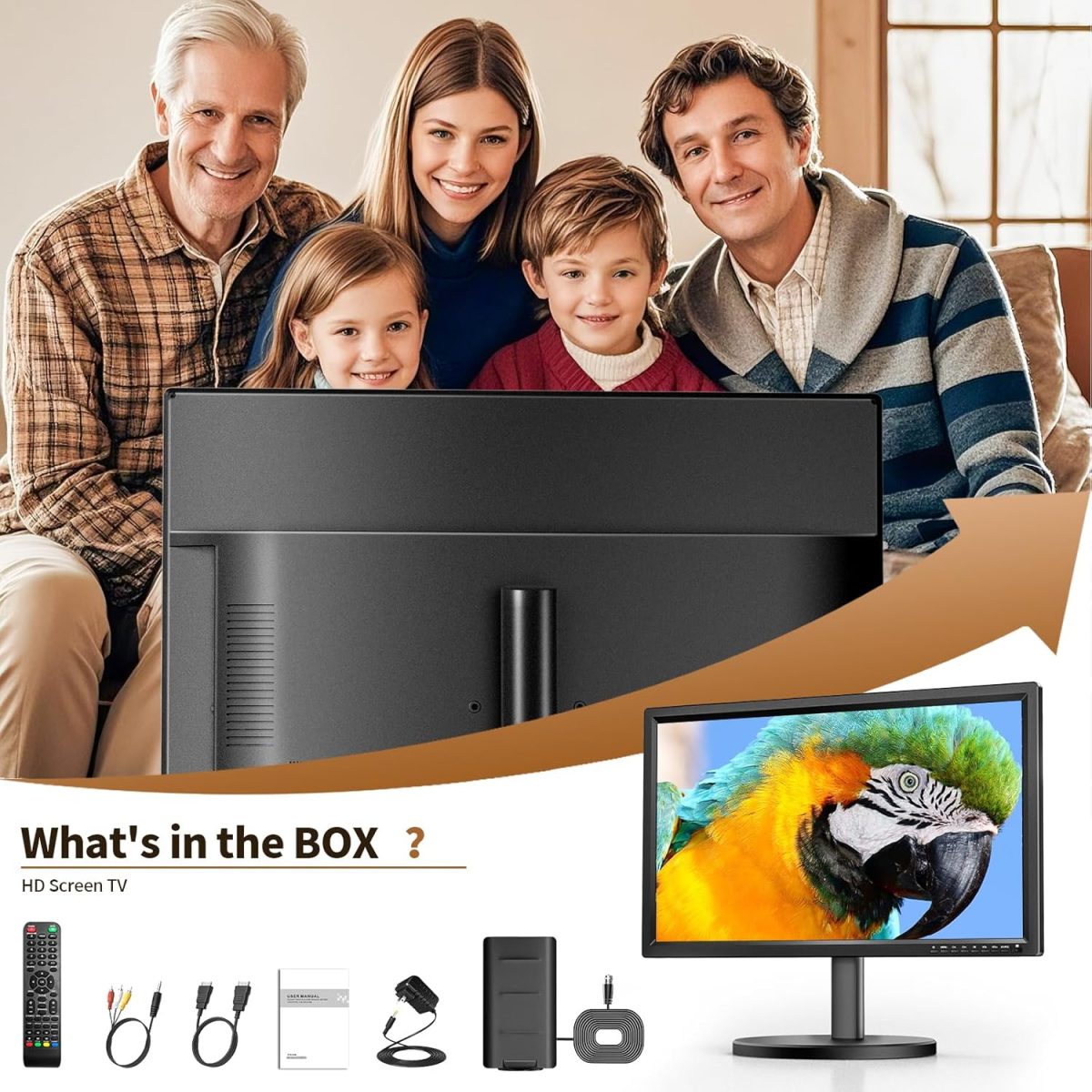 ⁦ديسوبري ترقيات جديدة 22 بوصة تلفزيون صغير 1080P، مدخلات HDMI USB ايه في، تلفزيون صغير مع هوائي وموالف DVB-T2 - تلفزيون صغير 12 فولت للمطبخ والمنزل والمنازل المتنقلة، يستخدم كشاشة كمبيوتر او شاشة⁩ - الصورة ⁦7⁩