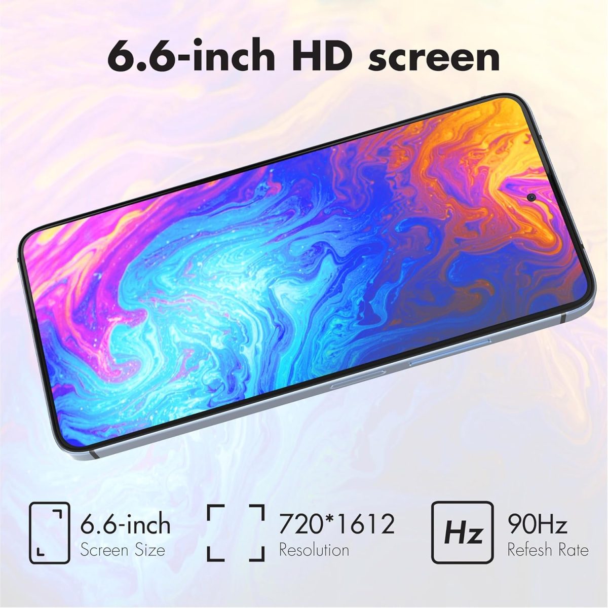 ⁦نو جوال N20 بيسيك لتي-موبايل، مينت، ميترو، كيولينك، تيلو واكثر 6GB/128GB، مثالي للمراهقين، ثنائي شرائح الاتصال 4G، ثماني النواة 6.6 انش 90Hz HD+، جوال اندرويد 14، ضمان امريكي (ازرق)⁩ - الصورة ⁦6⁩