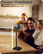 ⁦كوبر حامل هاتف محمول قابل للتعديل للمكتب، حامل موبايل للمكتب، حامل موبايل لموبايل ابل ايفون، يناسب هواتف سامسونج الذكية التي تعمل بنظام اندرويد - اسود ليلي⁩ - الصورة ⁦2⁩