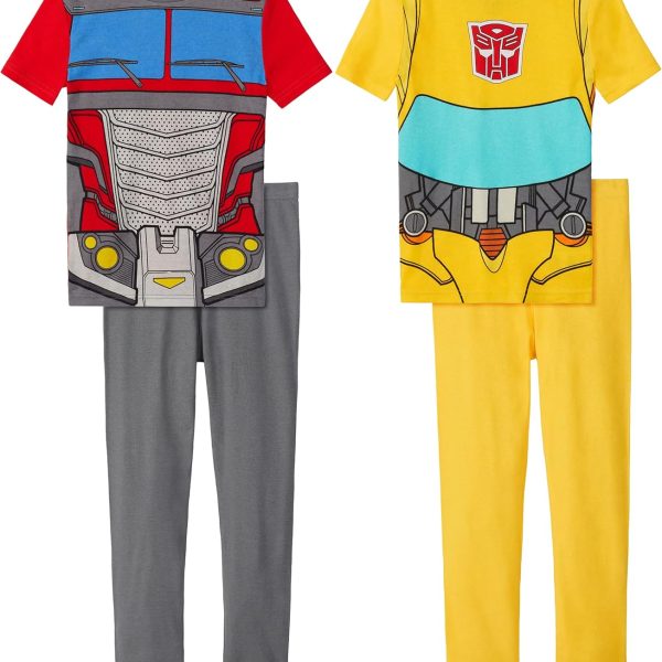 طقم بيجامة من القطن مكون من 4 قطع للاولاد الصغار/الكبار