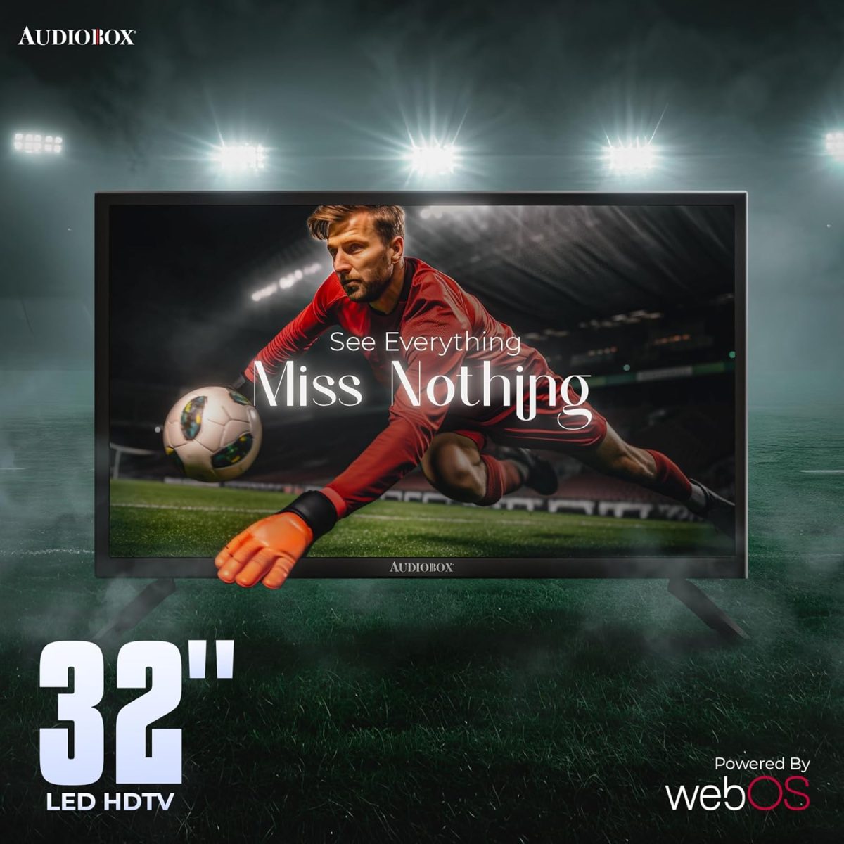 ⁦اوديو بوكس تلفزيون ذكي 32 بوصة مع مشغل دي في دي مدمج، جهاز تحكم عن بعد بلوتوث، LED HD، متوافق مع تيار متردد/تيار مستمر 12 فولت - مثالي لسيارات ار في والافلام والالعاب والسفر والترفيه المنزلي، منافذ⁩ - الصورة ⁦8⁩