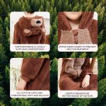 ⁦بيجامة من قطعة واحدة بتصميم دب بني من الفلانيل بمقاس محكم للاطفال الاولاد والبنات⁩ - الصورة ⁦5⁩