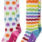 جوارب طويلة للركبة من Jefferies Socks للبنات بألوان قوس قزح زغب ملون عبوة من قطعتين