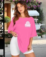 ⁦فاشل تي شيرت نسائي مطبوع عليه عبارة I Wear Pink for My Mom للتوعية بسرطان الثدي بشريط وردي، تي شيرت مطبوع عليه عبارة «Cancer Fighter »⁩ - الصورة ⁦4⁩