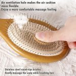 ⁦فرشاة فك تشابك الشعر، فرشاة رطبة وجافة للشعر الكثيف والمجعد مع مجداف هواء وشعيرات من الستانلس ستيل، مشط فرشاة لتدليك الراس / تحفيز فروة الراس / نمو الشعر / العناية اليومية بالشعر (بيضاوي)⁩ - الصورة ⁦2⁩