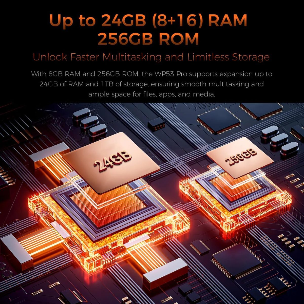 ⁦جوال WP53 برو 5G متين بشاشة 6.52 انش FHD+ وبطارية كبيرة 11000mAh وكاميرا 50MP ونظام اندرويد 15 من اوكيتيل (8GB+512GB NFC)⁩ - الصورة ⁦7⁩